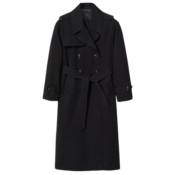 MANGO • Black Angela Trench Coat Winter Rain Jacket Work Classic - Picture 1 of 13